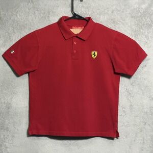 Ferrari Polo Shirt Mens Small Red Black Scuderia Formula 1 Racing Crest Logo